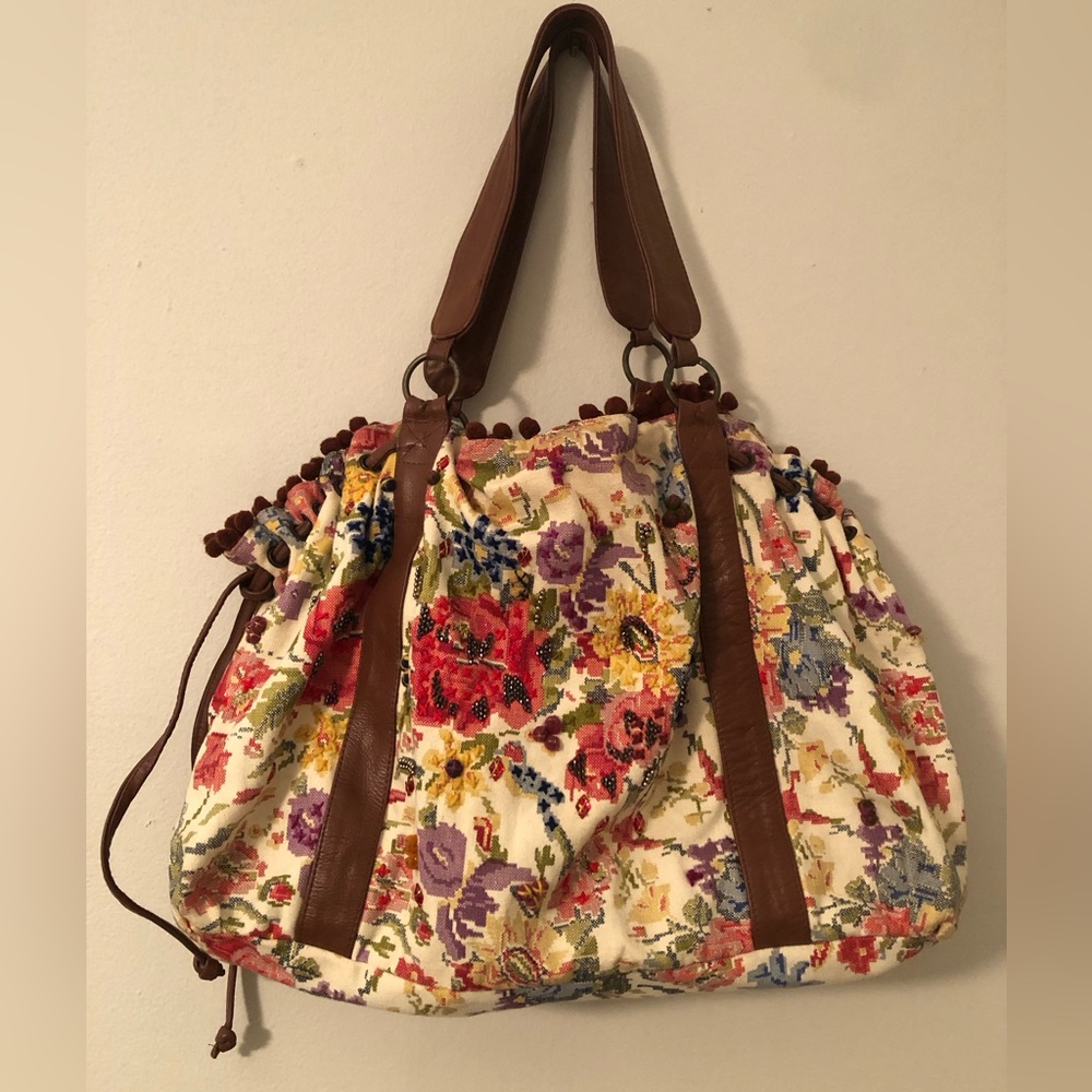 Anthropologie nearly needlepoint satchel